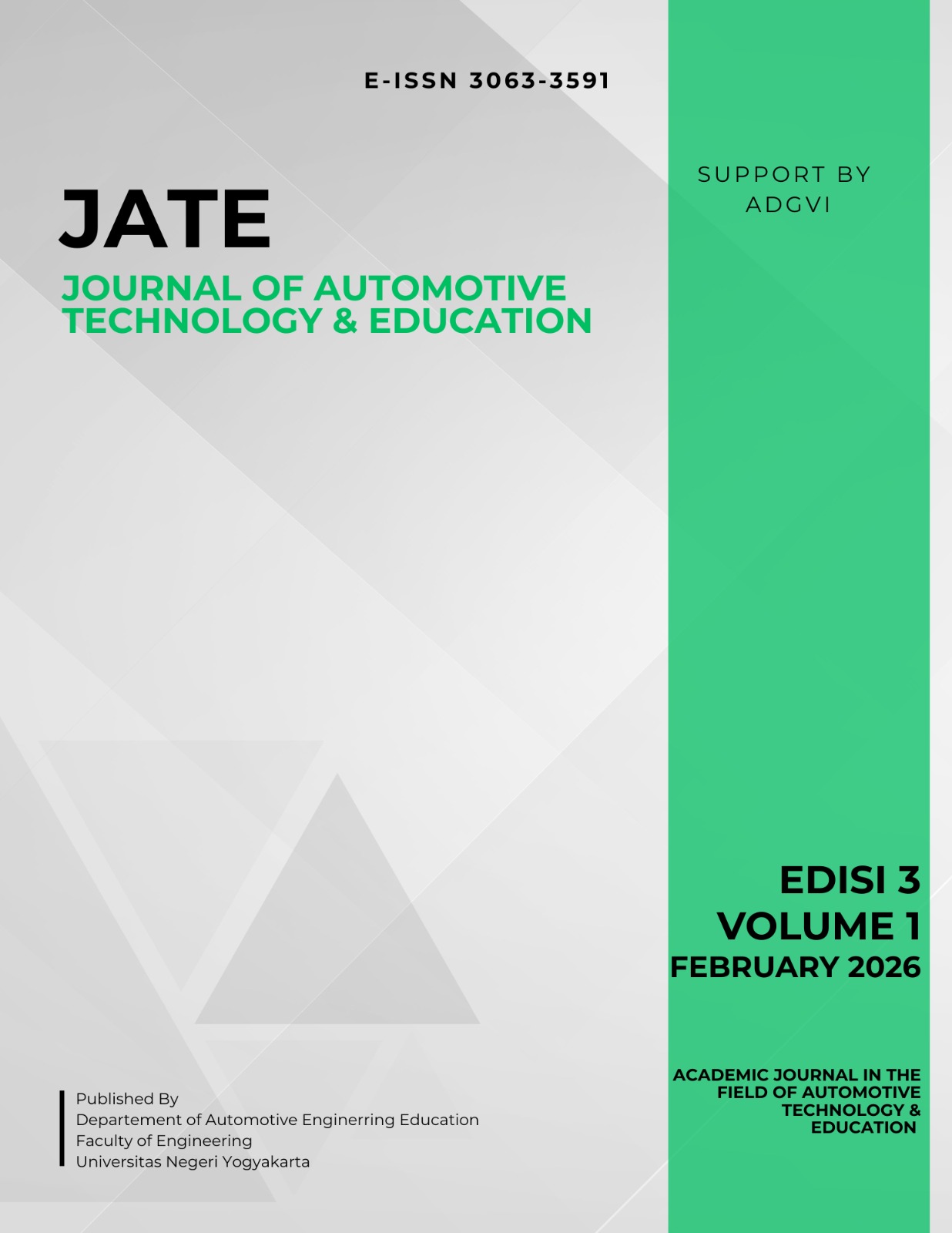 					View Vol. 3 No. 1 (2026): JATE
				